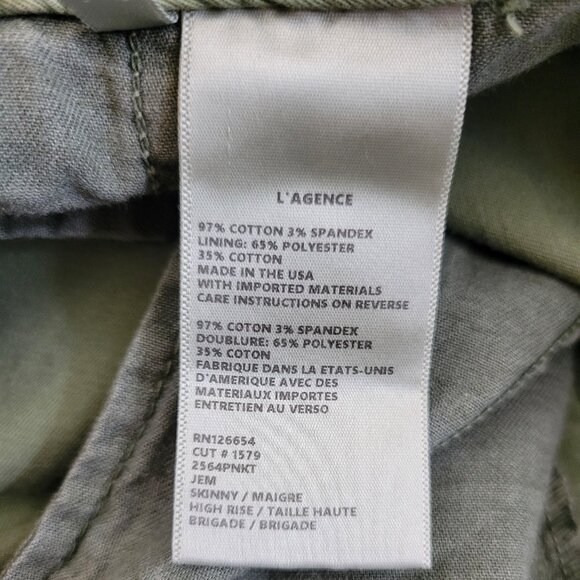 L'Agence Jem Brigade Denim Cropped Trouser Side Stripe Pant, Green - Picture 11 of 13